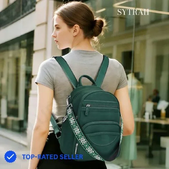 Vegan Leather Mini Backpack Purse RFID Blocking Tablet 